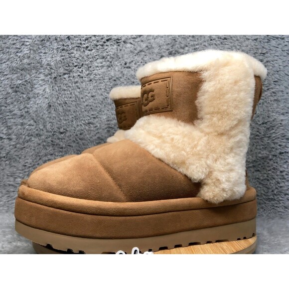 New Platform UGG Classic Chillapeak Boot Women's Chestnut 1144046 Size US 7 UK 5 - Picture 5 of 8